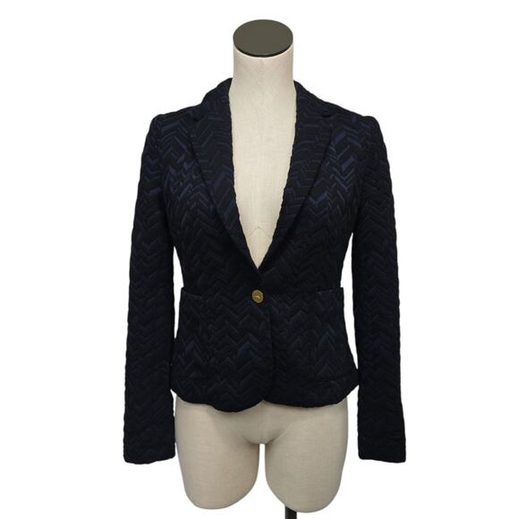 CARTONNIER Anthropologie Size 2 Raised Textured Chevron Fitted‎ Blazer Jacket - Picture 1 of 9